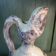 Stylized earthenware pitcher signed old ceramic design 1950 vintage