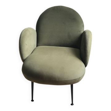 Fauteuil cocktail velours vert