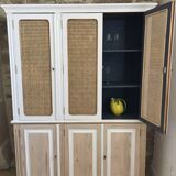 Wood and rattan dresser