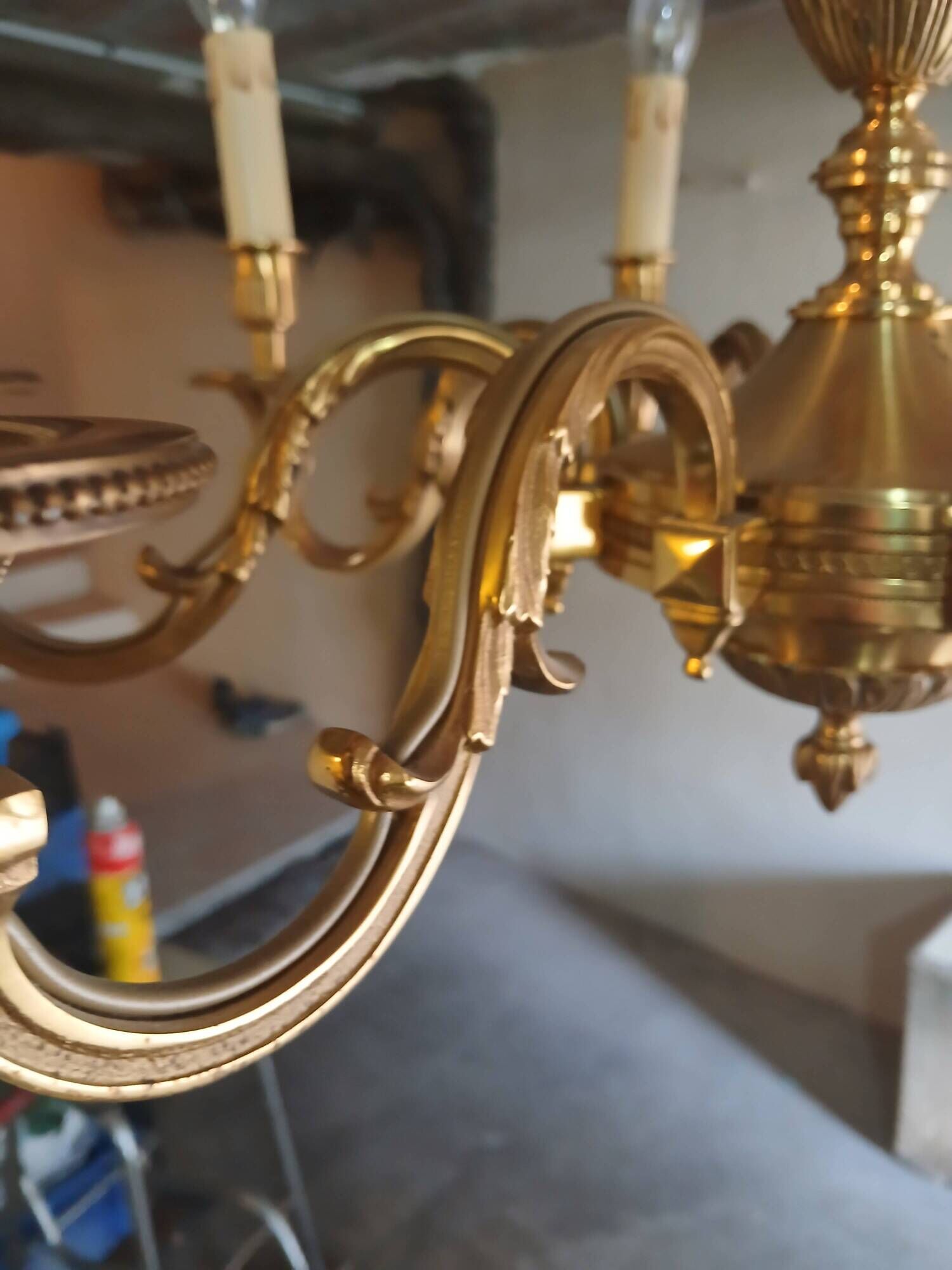 Bronze chandelier with 8 branches Lucien Gau Paris model 16938