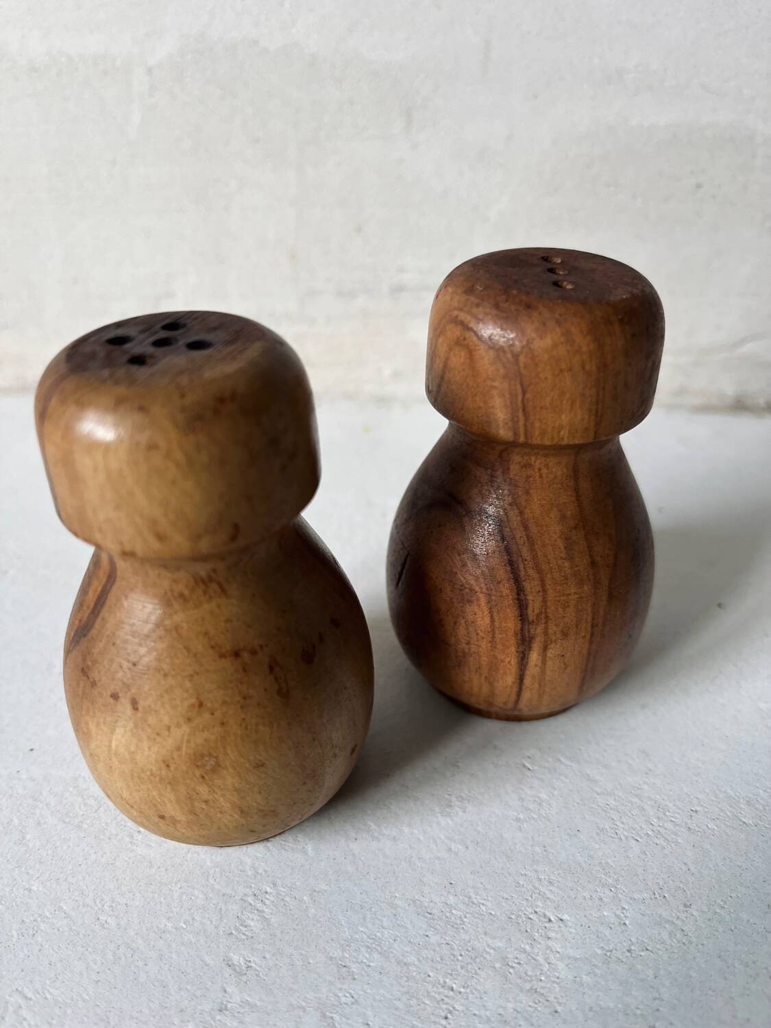 Vintage wooden salt and pepper shakers