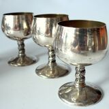 6 Art Deco wine or sherry glasses made of electro silver plated brass