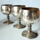 6 Art Deco wine or sherry glasses made of electro silver plated brass
