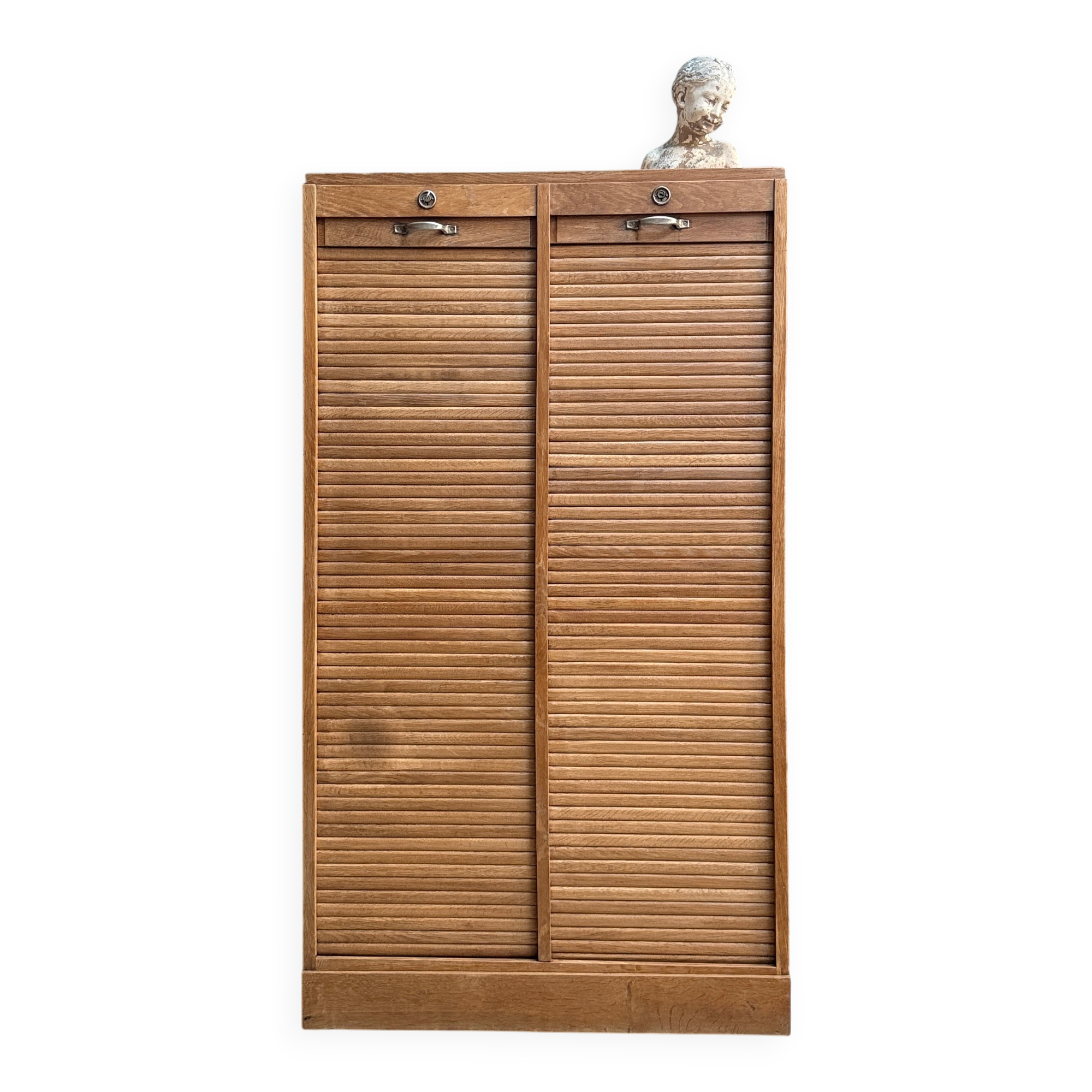 Oak filing cabinet with curtains (renovated)