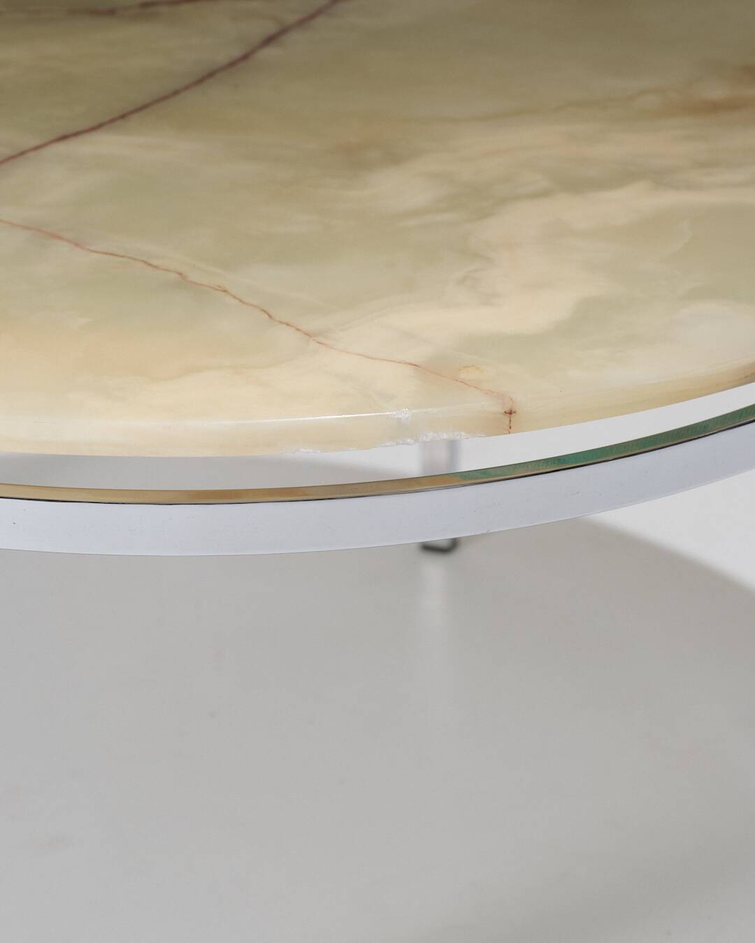 Round Onyx and Metal Coffee Table, 1960s