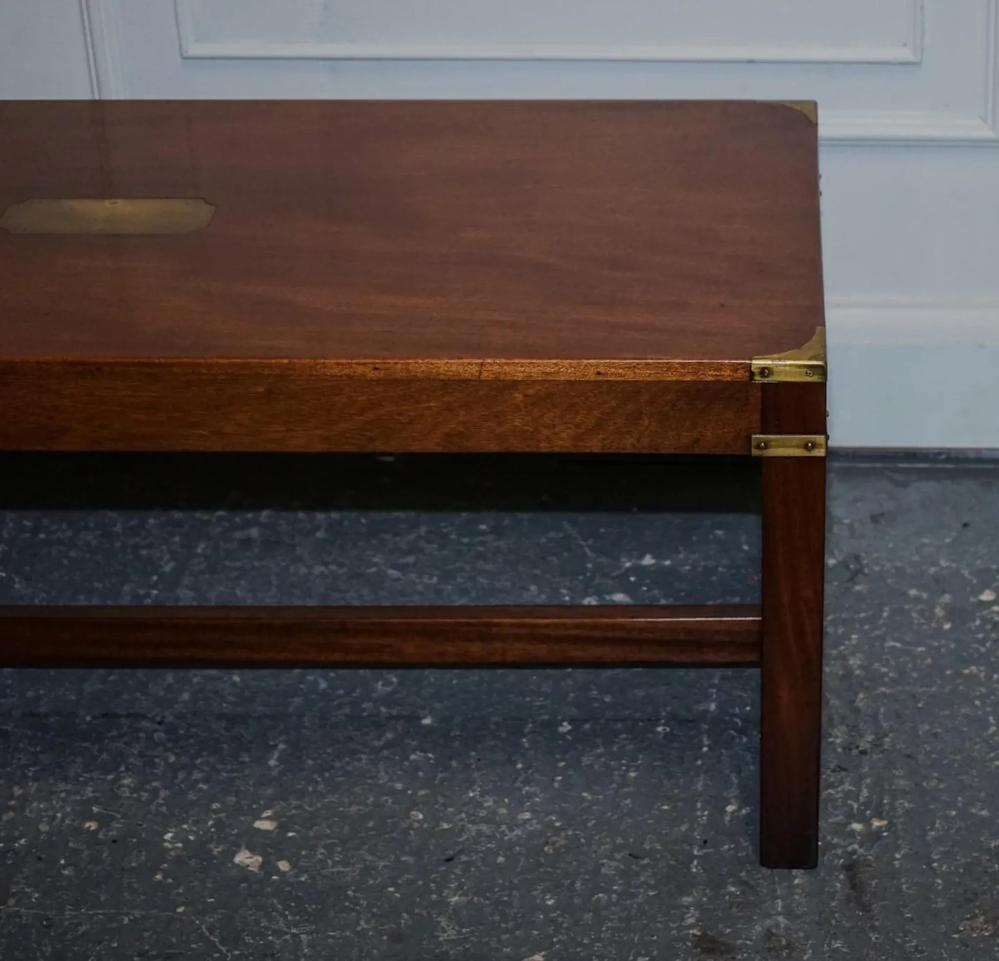 Vintage Reh Kennedy Military Campaign Coffee Table with Brass Fittings from Harrods