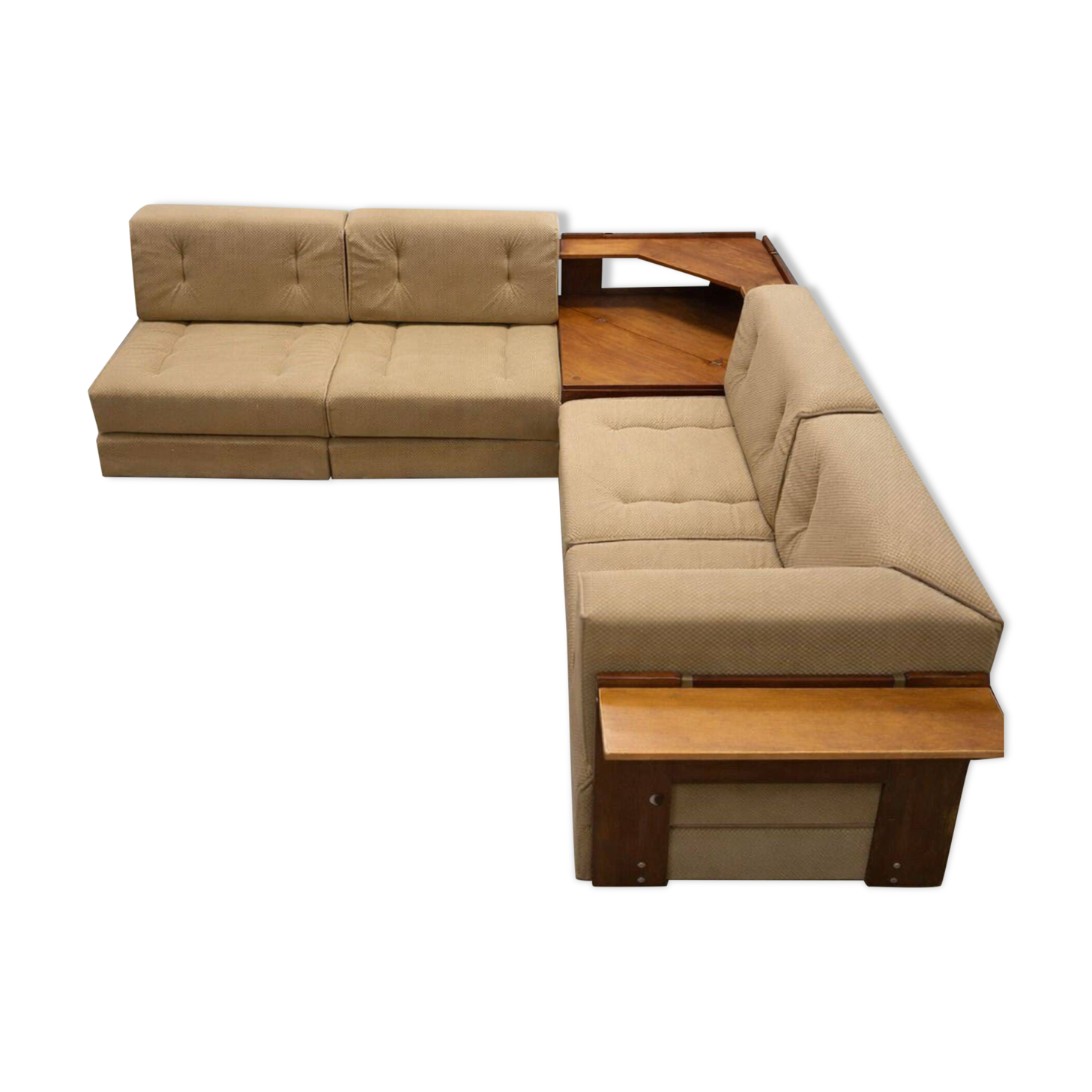 Mid-century corner sofa by Dřevotvar, 1960s–70s Czech design