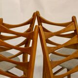 Set of 4 Scandinavian chairs year 50-60 restored anti-stain fabric gray cloud.