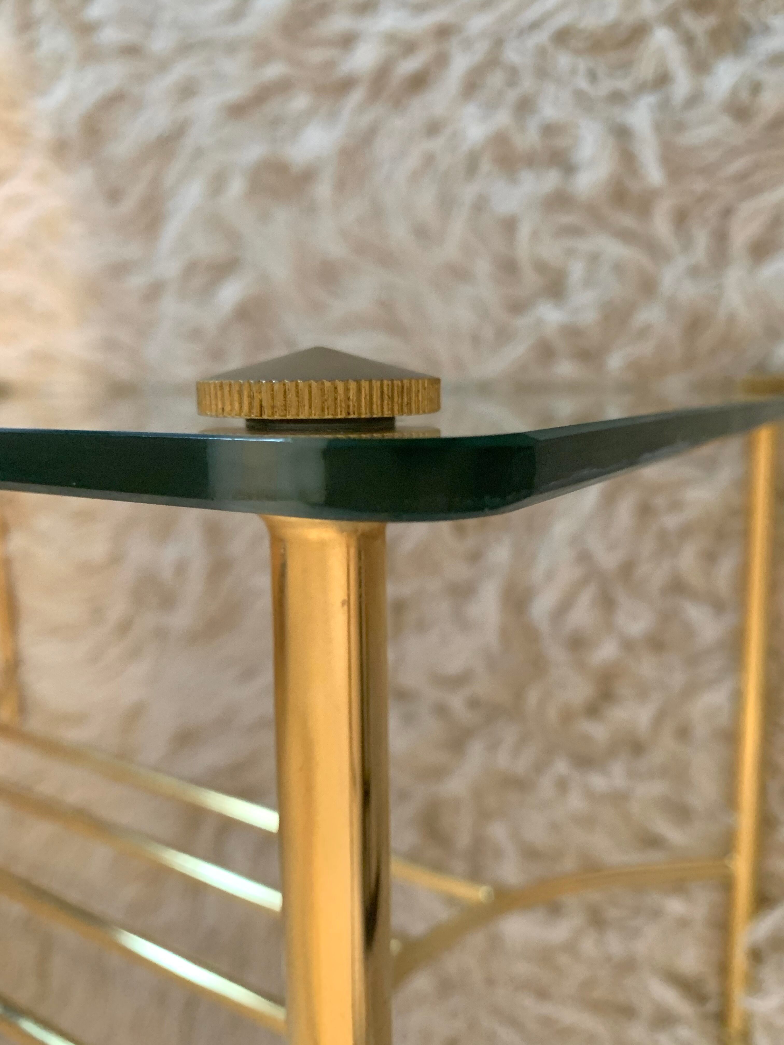 Table coffee glass and gold metal 1980