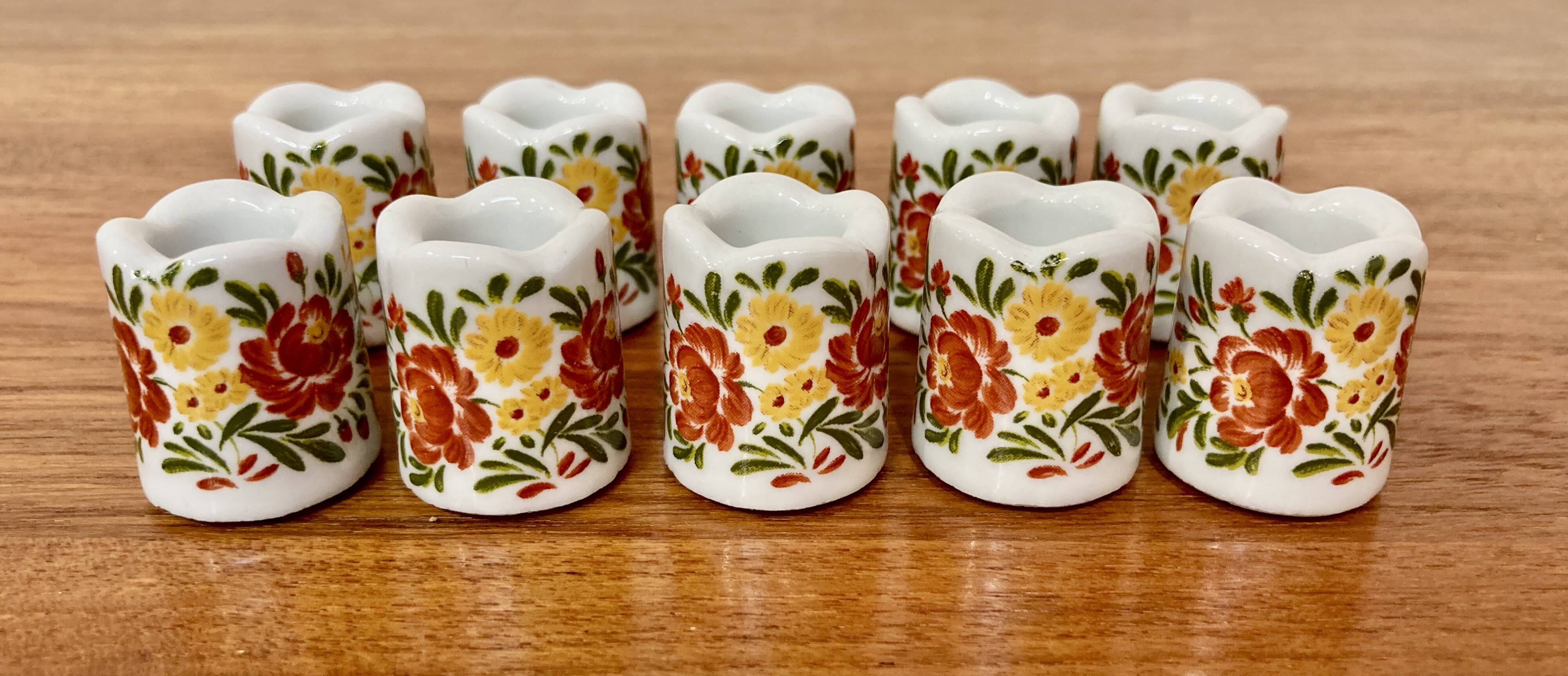 Set of ten designer ceramic candleholders 1950.