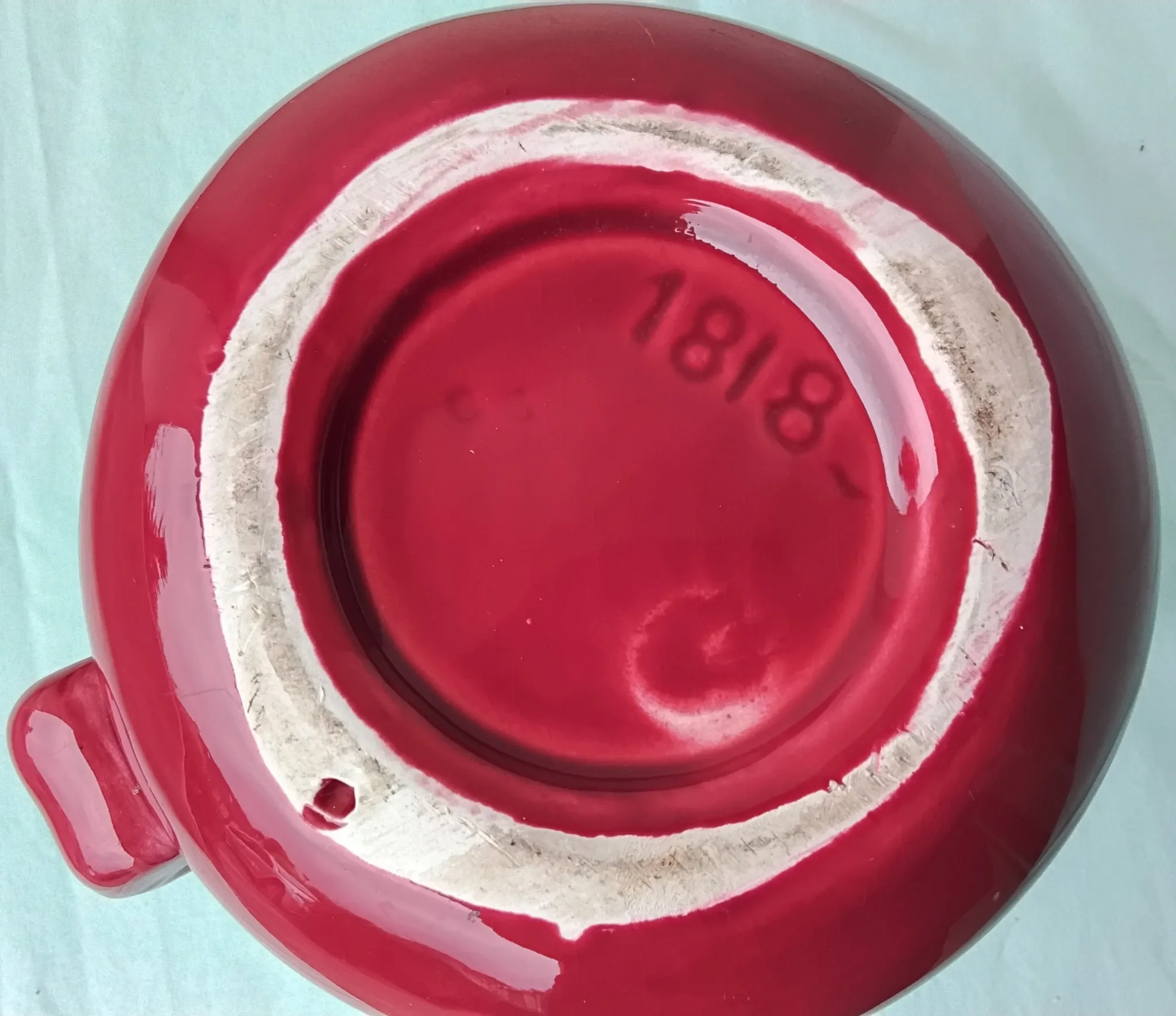 Burgundy ceramic candlestick