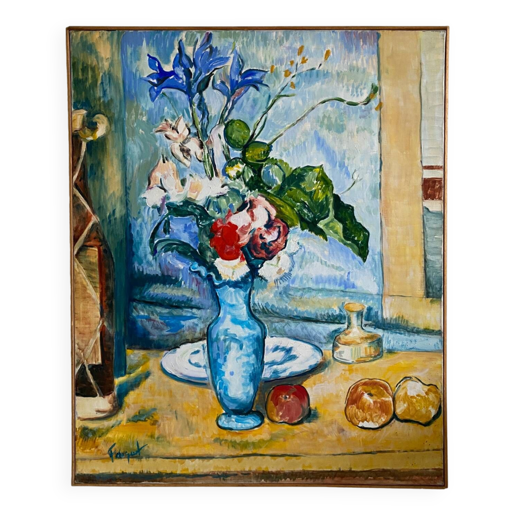 Still life with apples and flowers