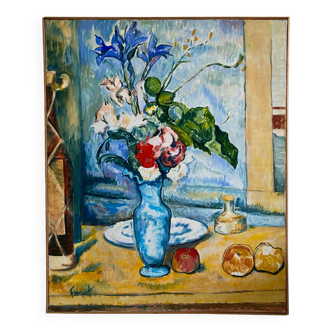 Still life with apples and flowers