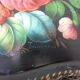 Bohemian and folk this metal tray painted with multicoloured flowers painted hand, russian vintage