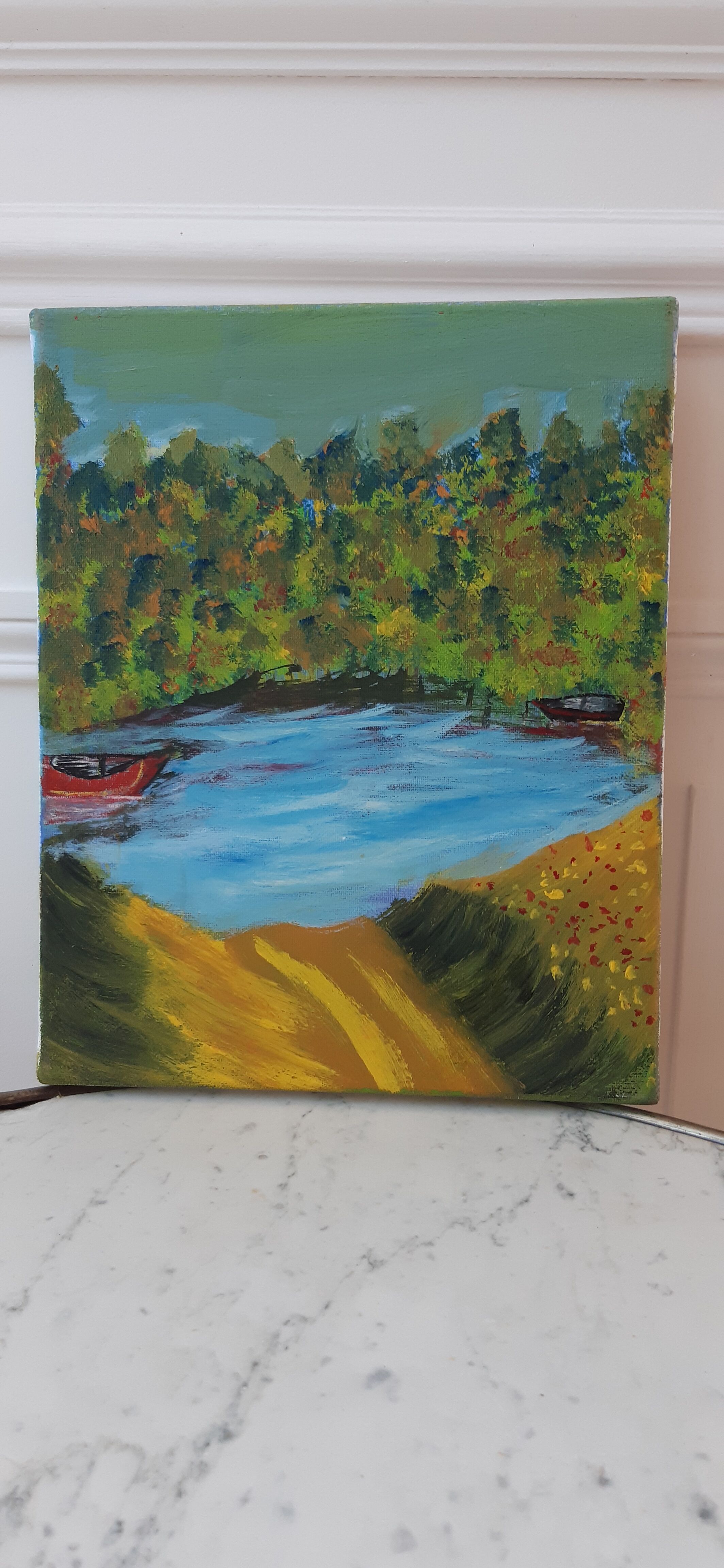 Oil on canvas painting vintage landscape