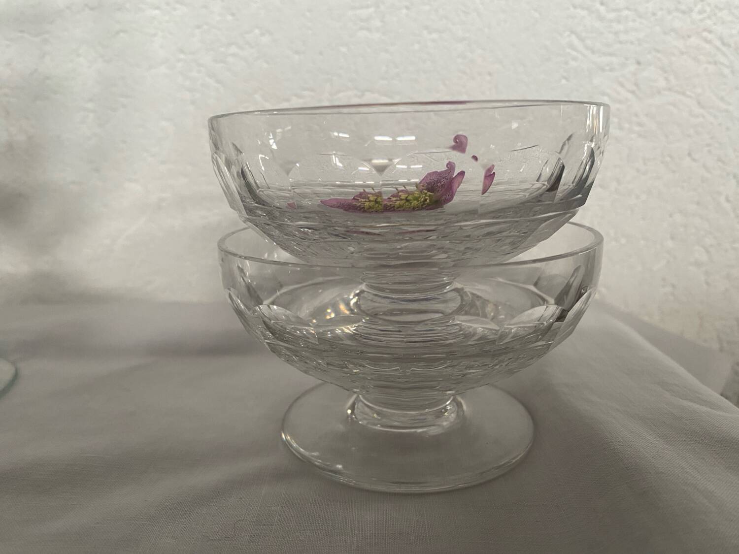 Set of 2 Baccarat crystal champagne glasses