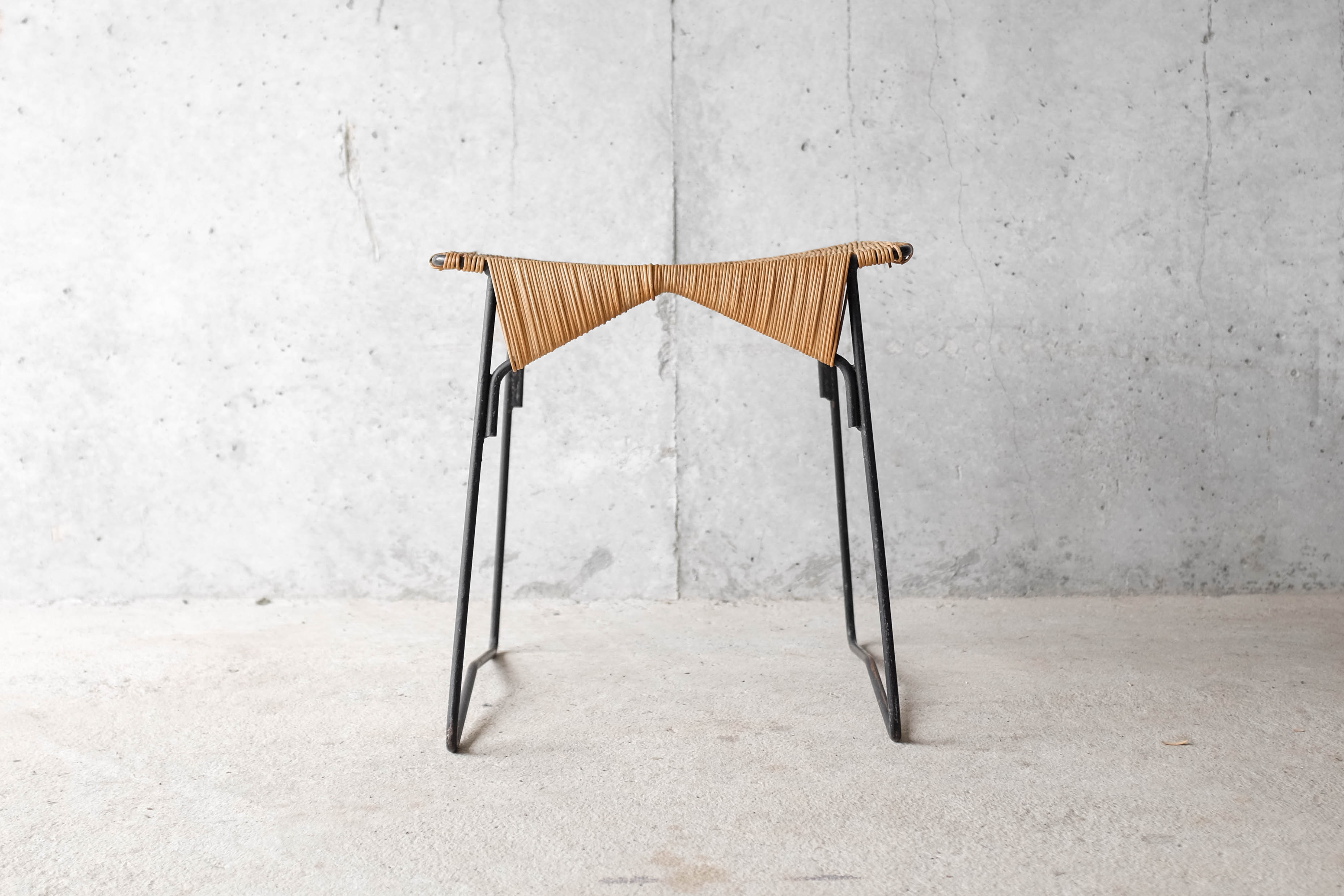 Stool metal and rattan years 60