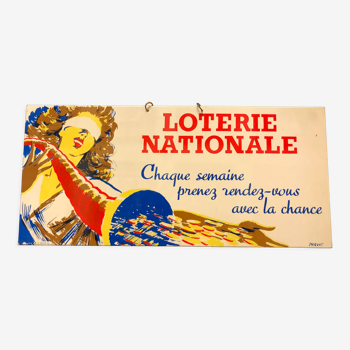 Plaque publicitaire en tôle - Loterie Nationale-