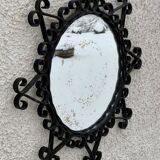 Vintage 1950s round metal mirror in the style of Chaty
