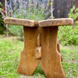Pair of handcrafted solid elm benches
