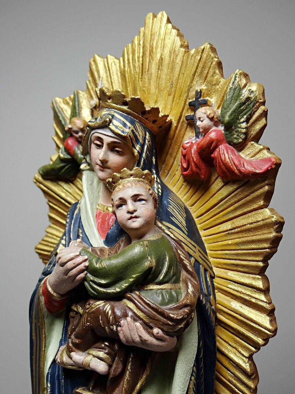 Antique statuette of the Virgin Mary of Perpetual Help, Roman cardboard, Raffl, Paris