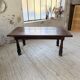 19th-century castle table, carved solid oak, 190cm.