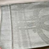 Old embroidered table centre Grey Green 55x111 cm