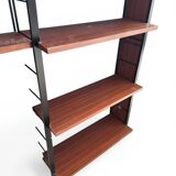 Scandinavian modular library shelves - lacquered mahogany metal 1970