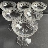6 Baccarat champagne glasses engraving 3458