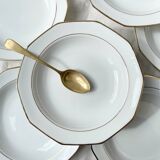7 Winterling Marktleuthen Bavaria porcelain soup plates in white and gold