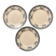 3 Flat plates, iron earth, old with blue decoration