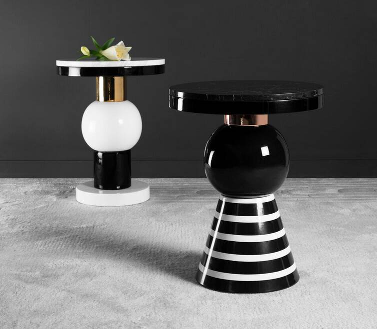 Casalto Havana Side Table – Handcrafted Ceramic, Marble & Copper Detail