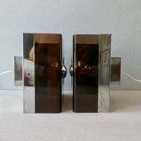 Pair of sconces in smoked Plexiglas by Jocelyne Trocmé model "disco"