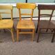 Set of 10 wooden bar bistro chairs - old - vintage