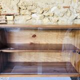 Vintage wall shelf with plexiglass sliding doors
