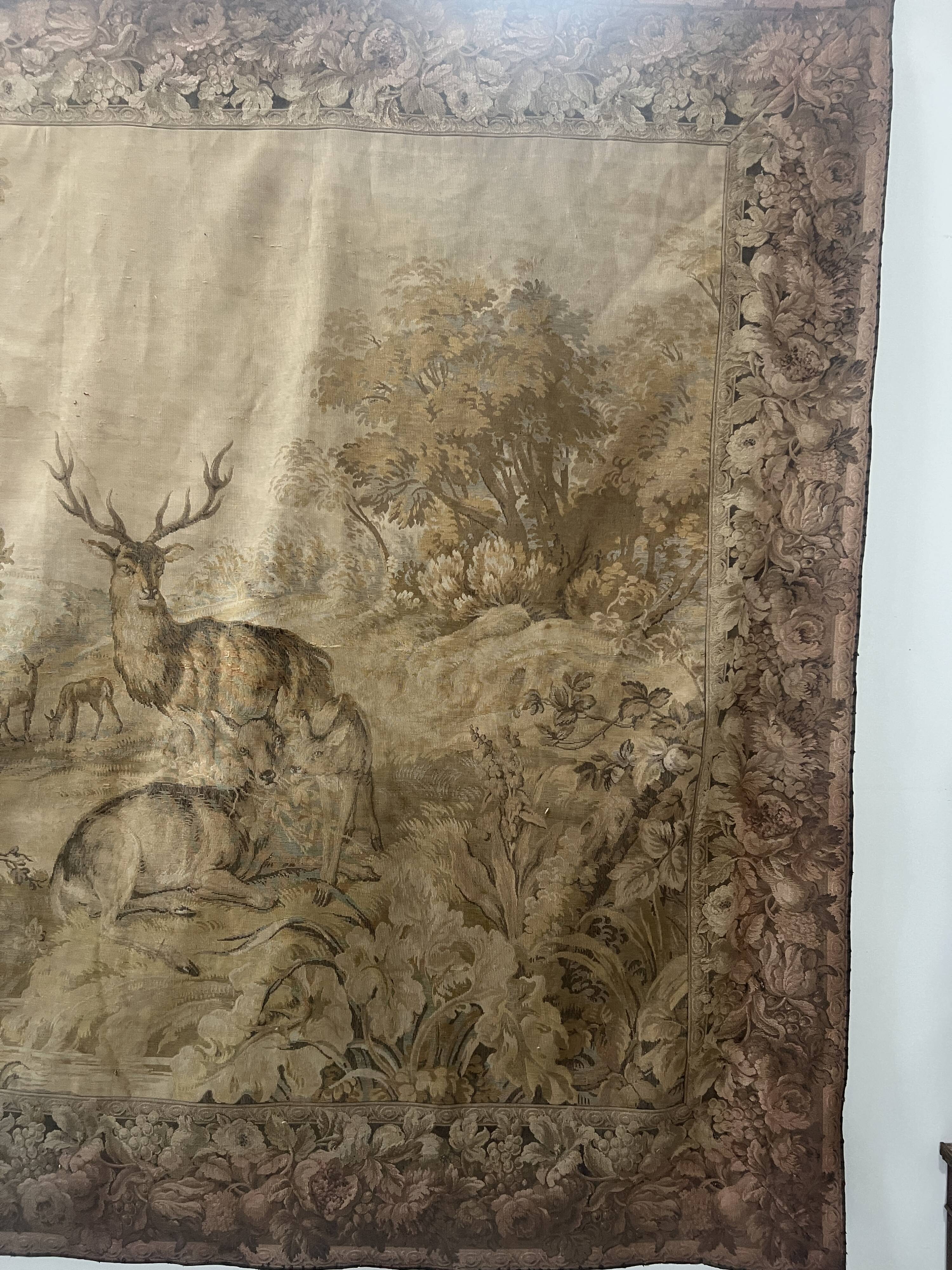 Renaissance-style tapestry with animal motifs, 20th century.