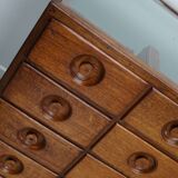 Vintage Mid-Century Large Dutch Oak & Glass Shop Counter Cabinet / Vitrine
