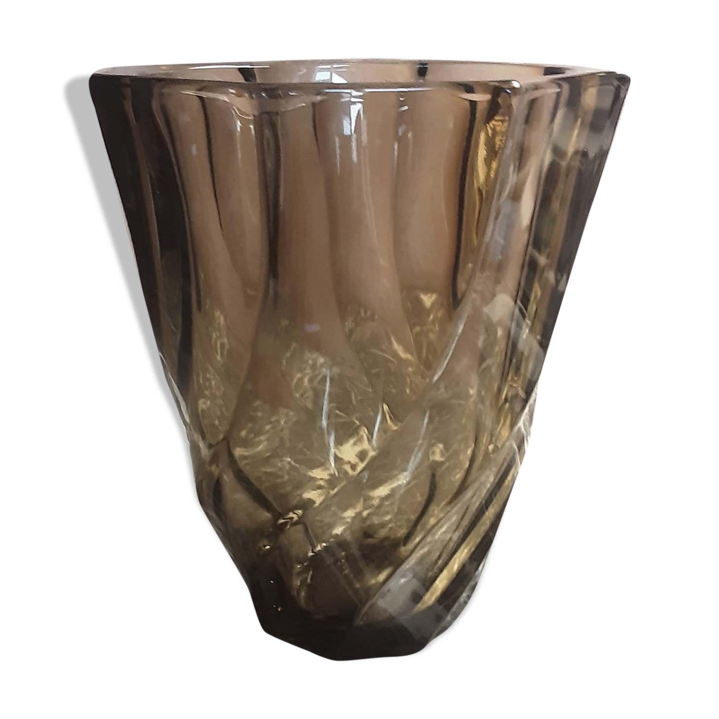 Vintage thick glass elipse vase