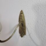 Vintage art deco wall light in opaline and brass