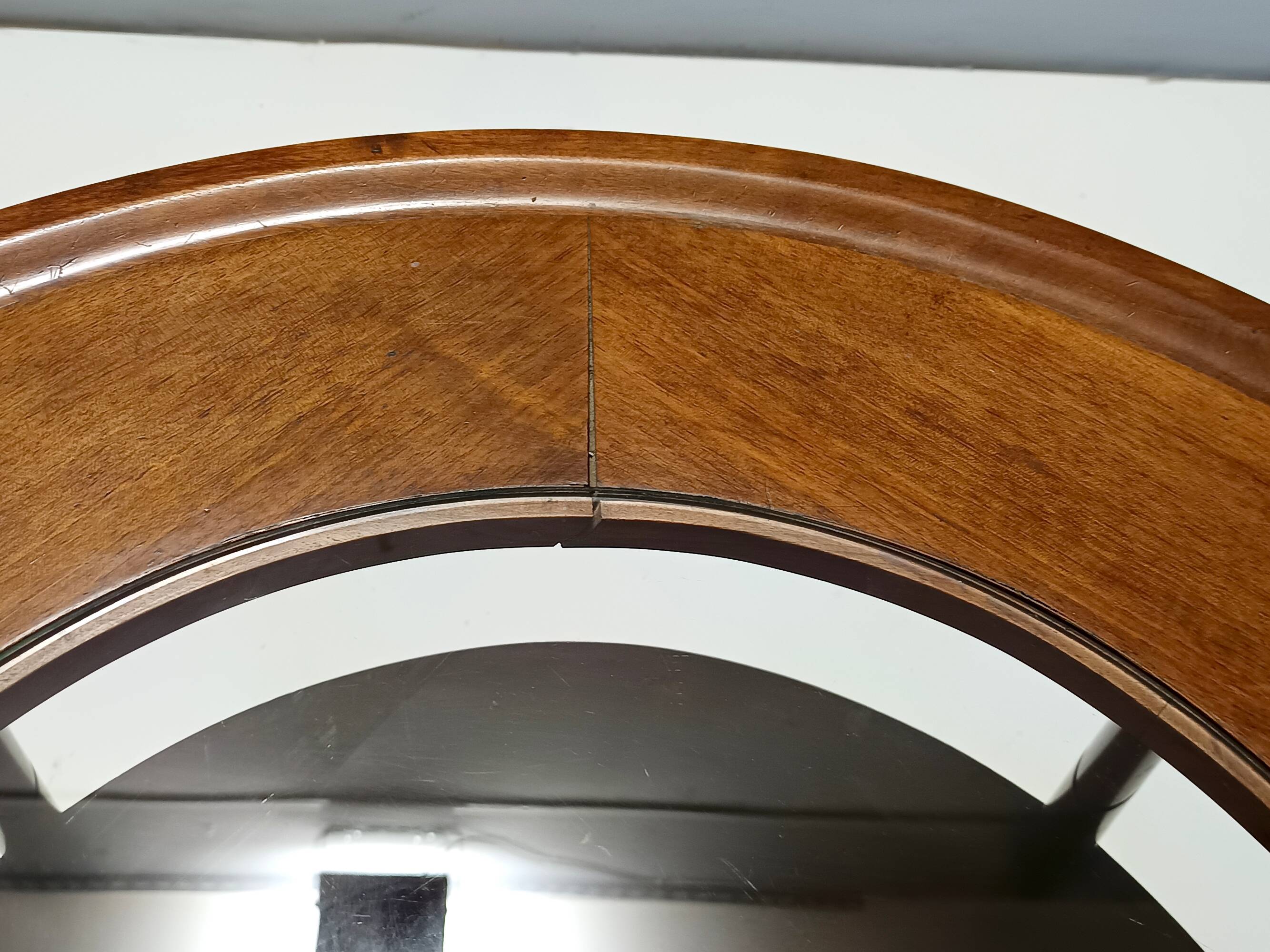 Round Solid Walnut and Crystal Coffee Table attr. to Paolo Buffa, Italy