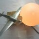 Art deco table lamp aluminum airplane and ball tulip on marble terrace