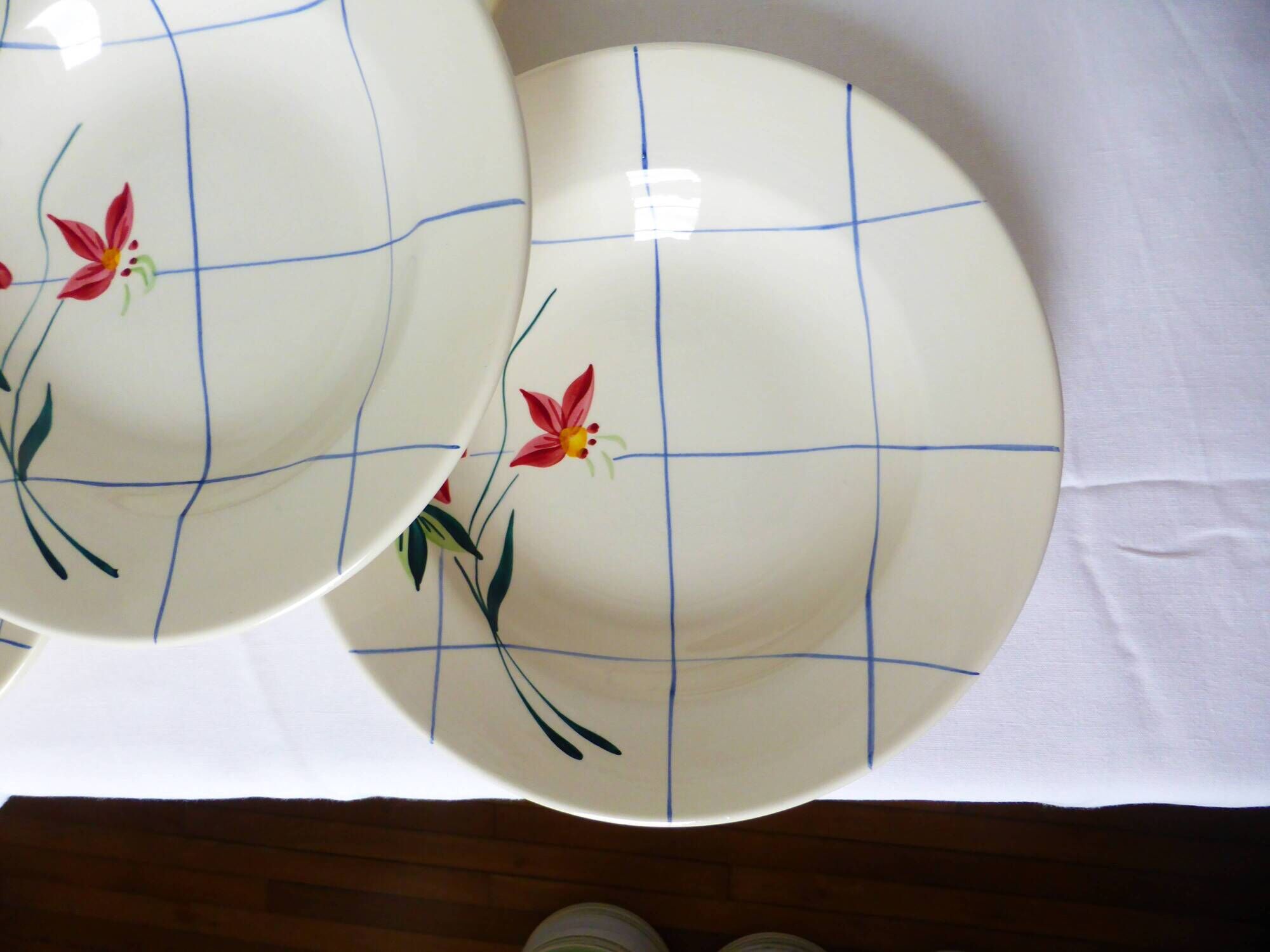 4 vintage Niderviller soup plates, Saumur model 220502
