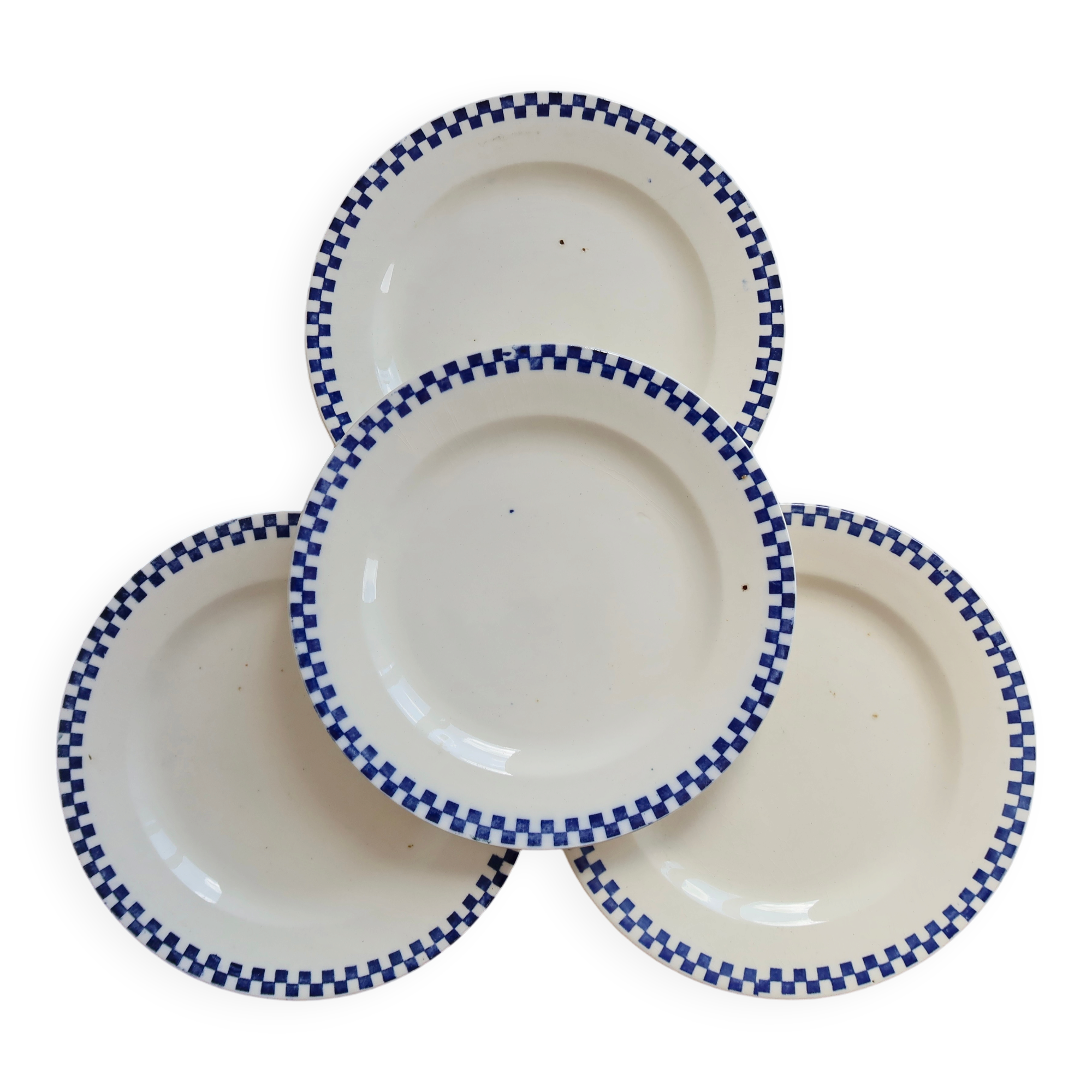 Antique flat plates, ironstone Salins – Checkerboard model