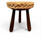 Tabouret tripode en chêne et paille Audoux et Minet 50’s