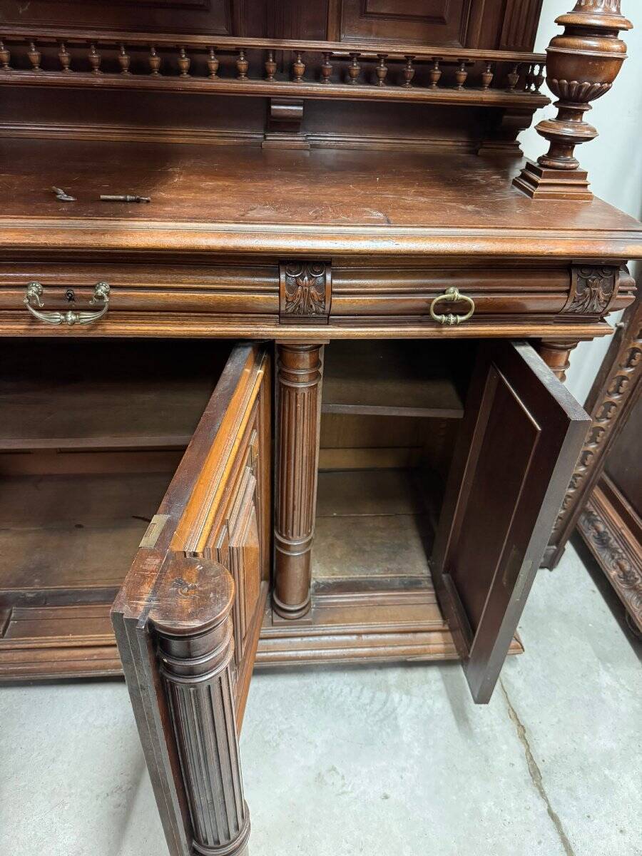 Renaissance-style two-body walnut buffet