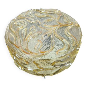 Amber round glass wall lamp with vintage flowers