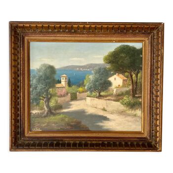 Tableau ancien, paysage provençal, signé, XXe siècle