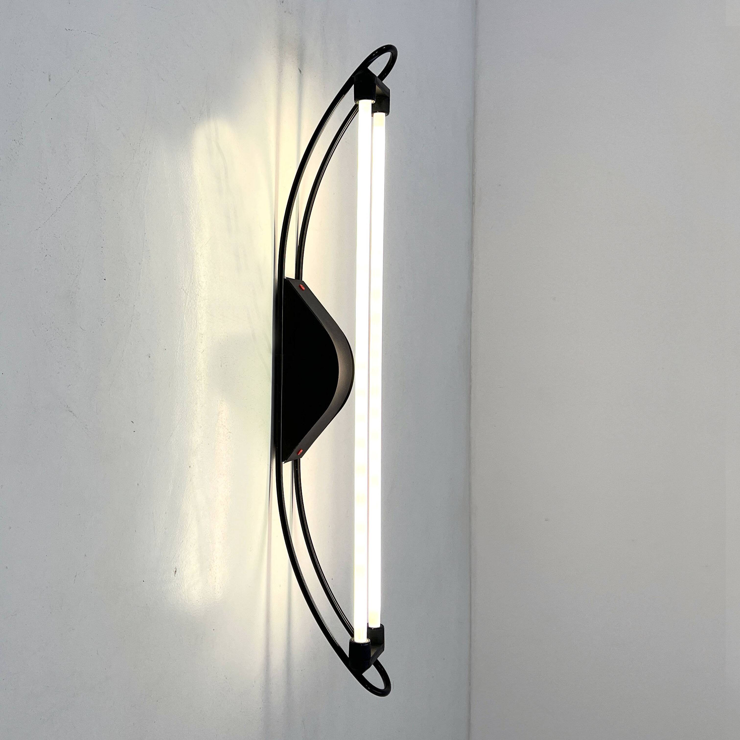 Double black neon wall light by Gian N. Gigante for Zerbetto, 1980