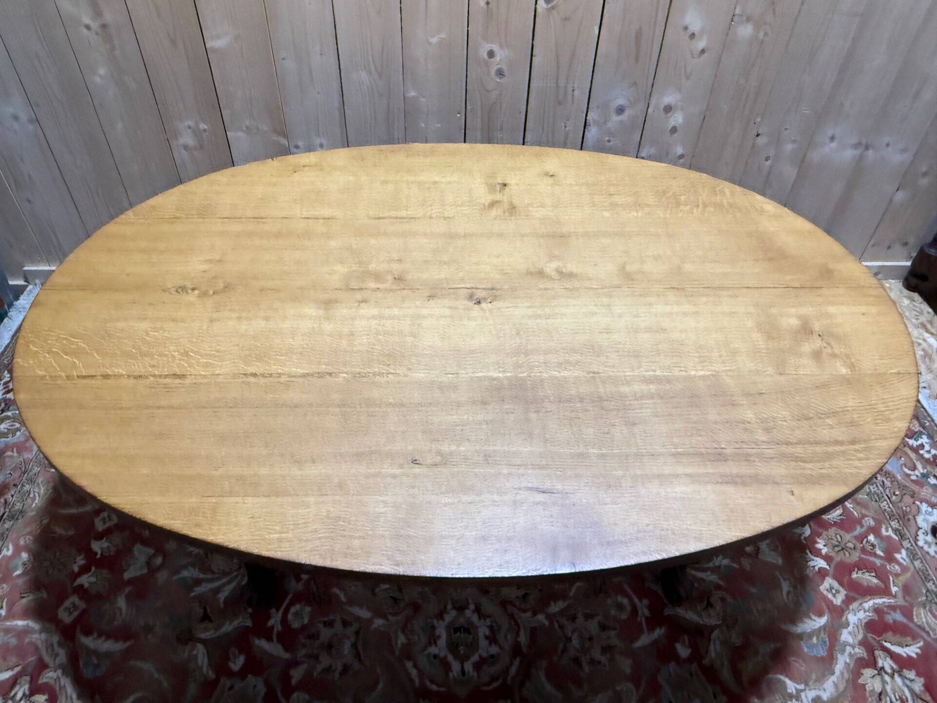 Louis XV style oval dining table in solid oak