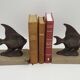 Vintage French Art Deco Fish Book Ends - Marble and Spelter Bookends